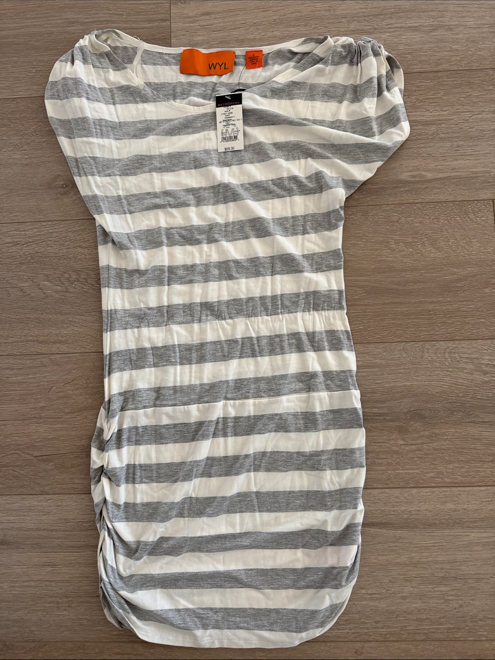 Metropark White and Gray Striped Mini Dress